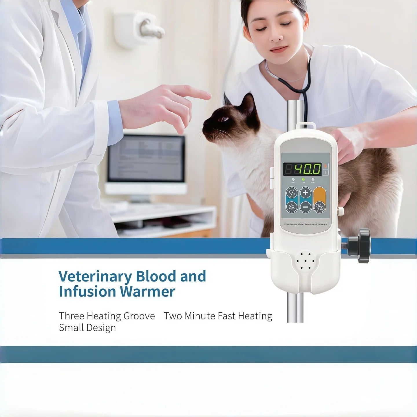 Pet-specific blood transfusion and IV fluid warmer, liquid warmer/IV fluid warmer, pet thermostats